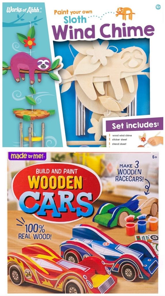 Wooden wind chime craft and wooden race cars craft kits