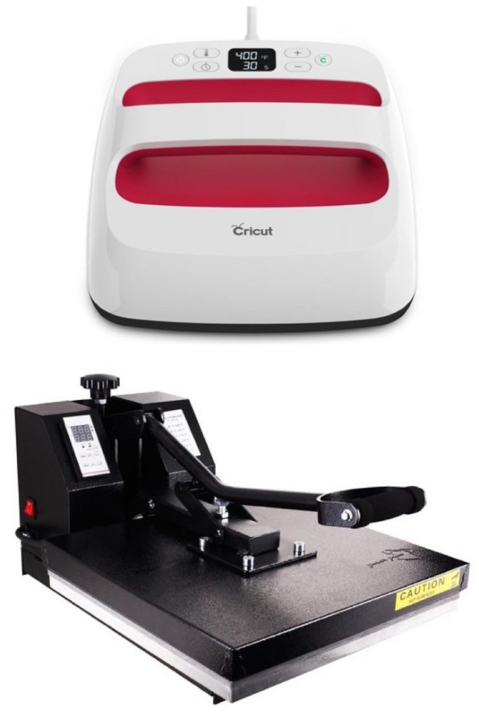The cricut easypress stacked against the full size powerpress