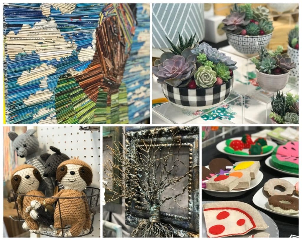 Collage showing six of the ten highlighted artisans from funky finds 2019 event