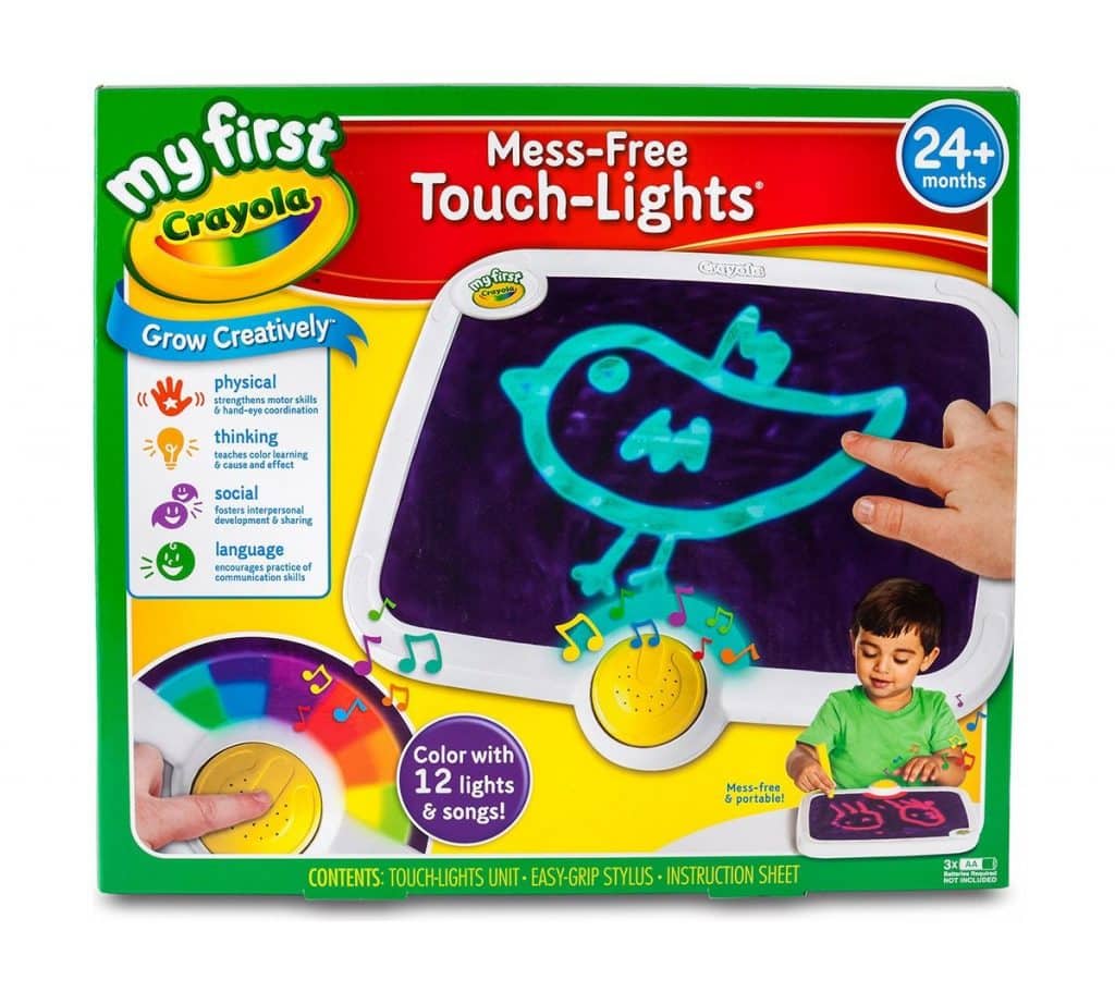 Picture of My First Touch-lights by Crayola. The light pad is showing a blue color through, which changes during use.