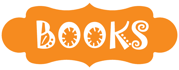 Decorative shape button with title text "Books" Crafty Gift Guide