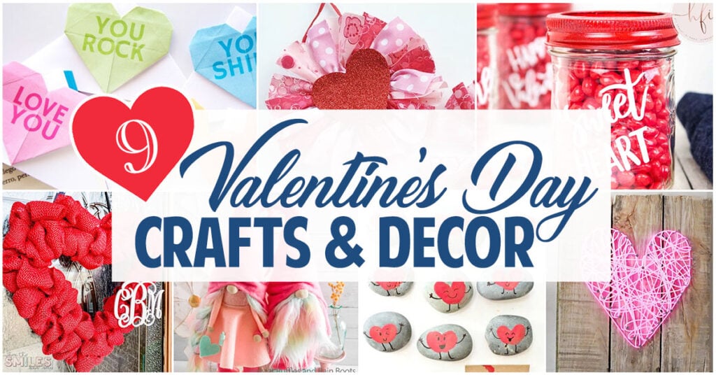 collage of several featured valentine's day crafts and decor ideas