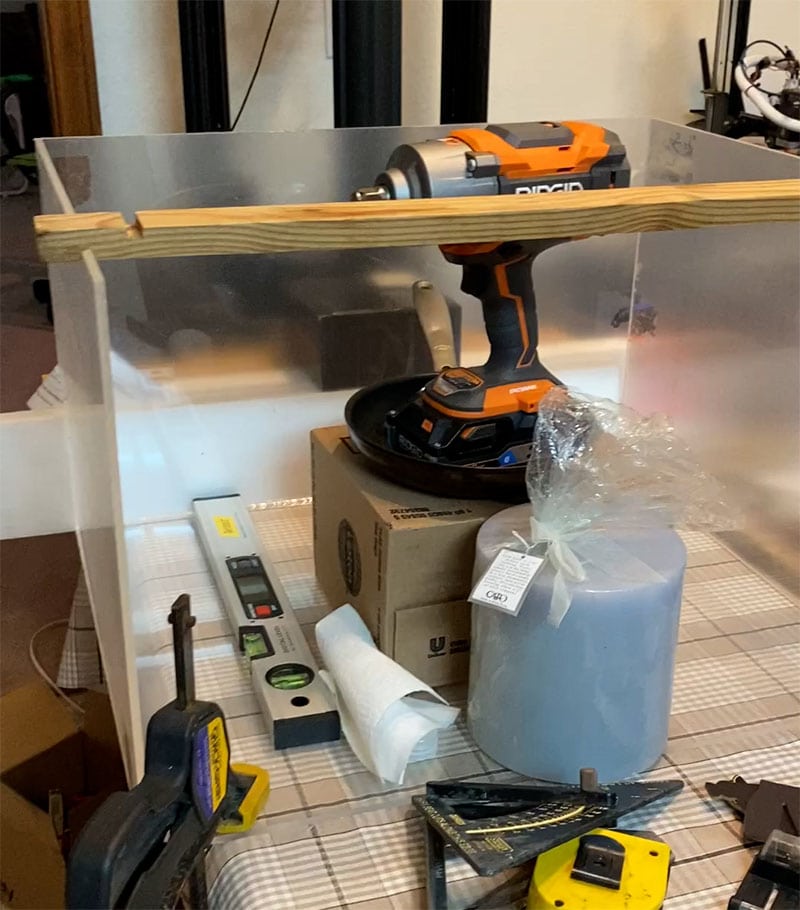 contraptions holding together a drying custom basking box