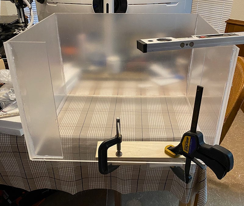 custom basking box work in progress, clamped and being glued together