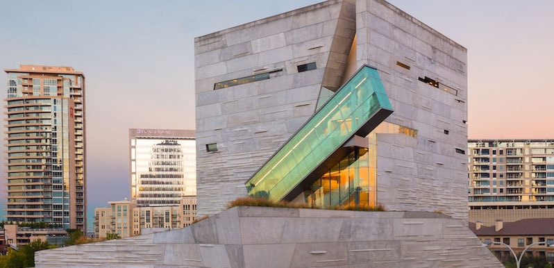 The perot museum is housed in a gorgeous piece of architecture art.