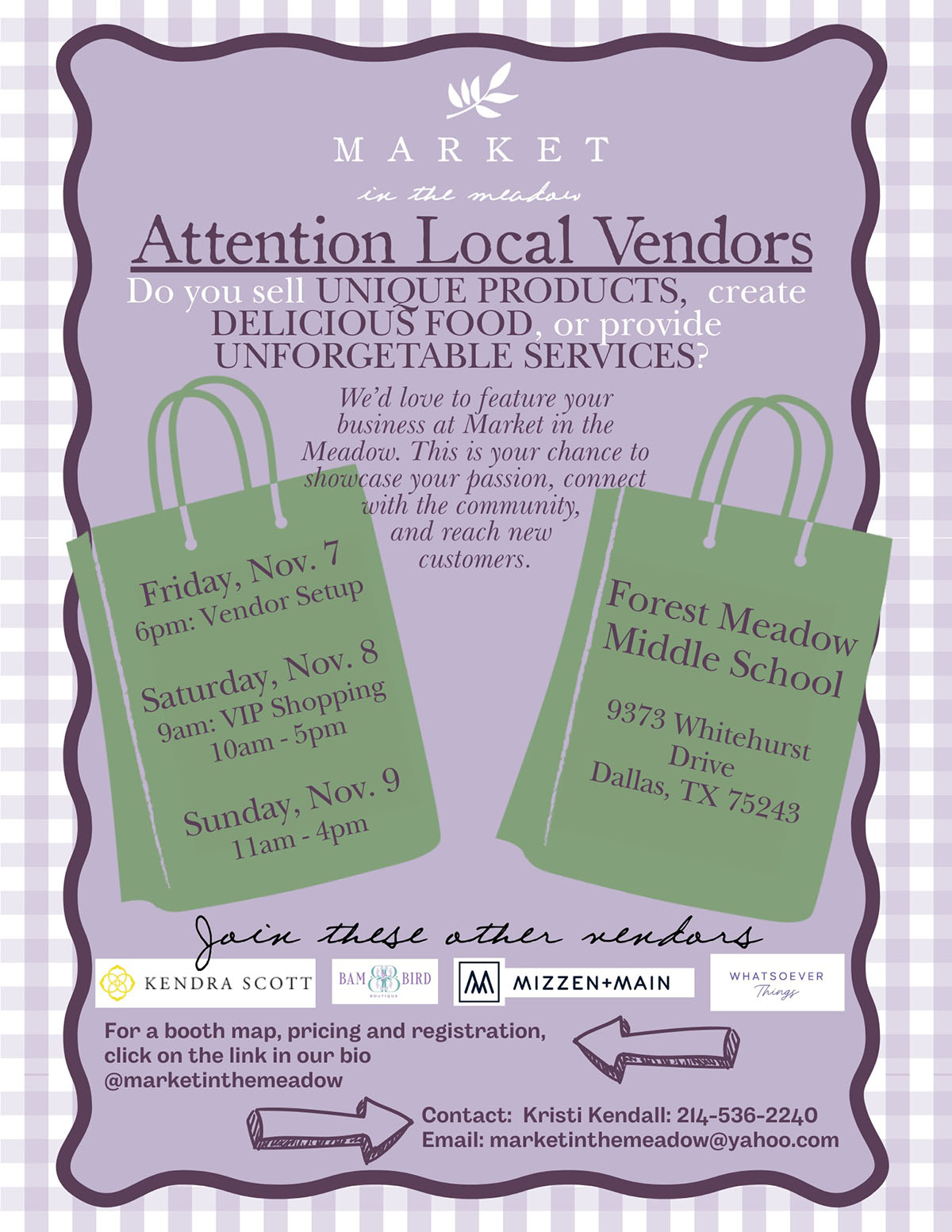 event flyer for market in the meadow, details at link